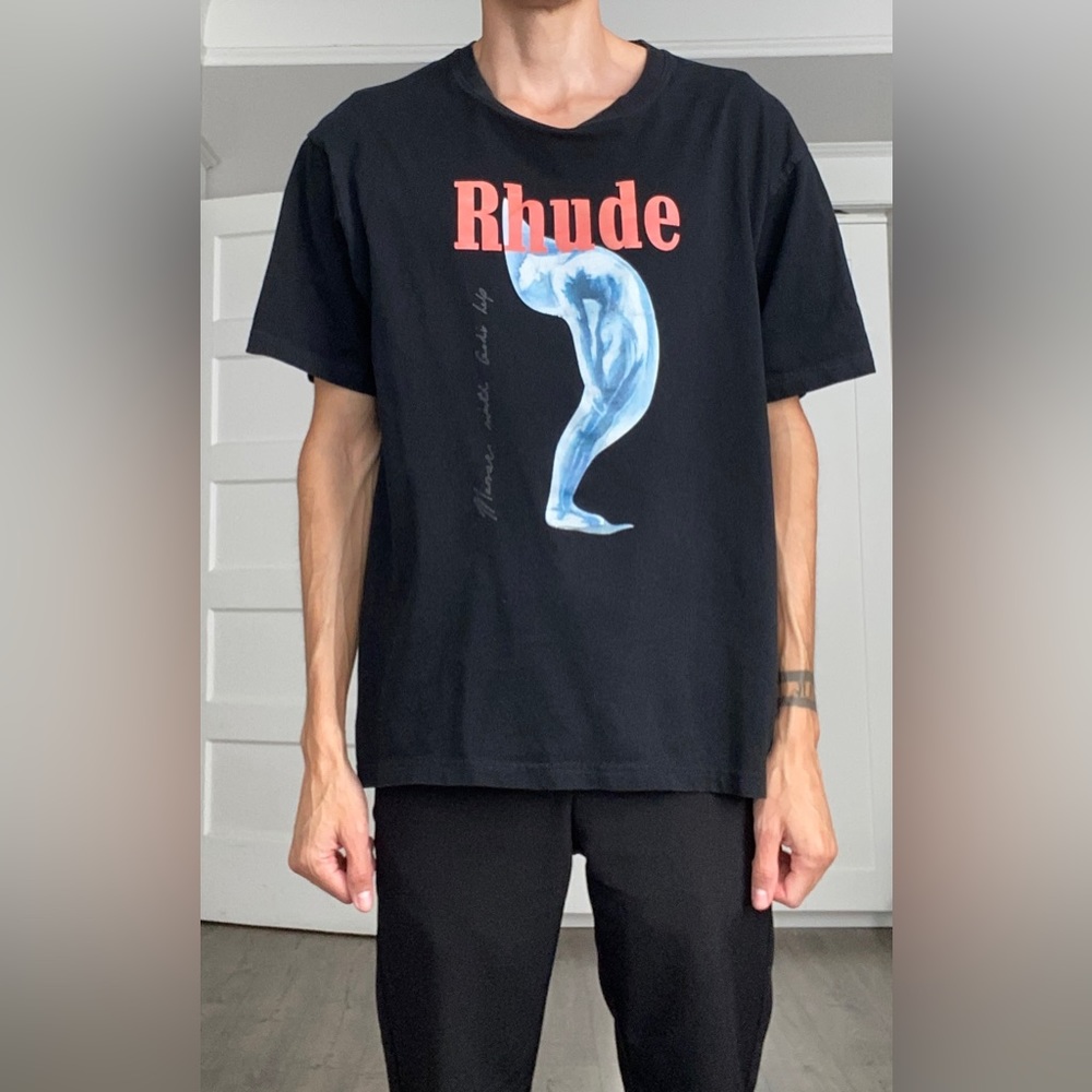 Rhude Streetwear Mens Graphic T-Shirt Size Large Black Tee